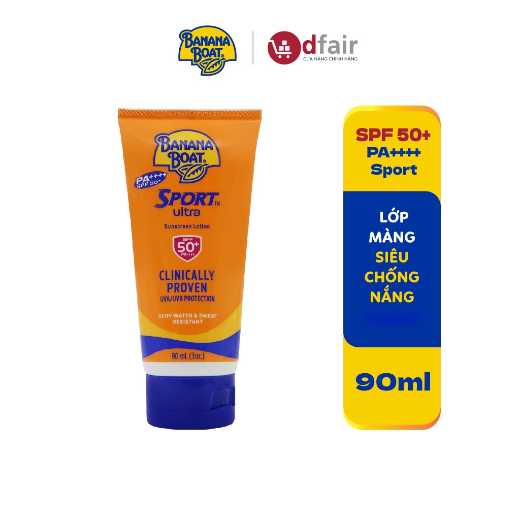 [QUÀ TẶNG KHÔNG BÁN] KCN Thể Thao Banana Boat Sport Ultra Protect Sunscreen Lotion SPF50+/PA+++ 90ML