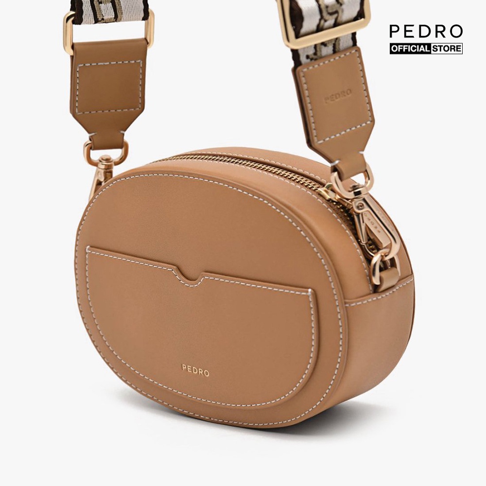 PEDRO - Túi đeo chéo nữ hình bầu dục phối zip hiện đại PW2-76610062-22
