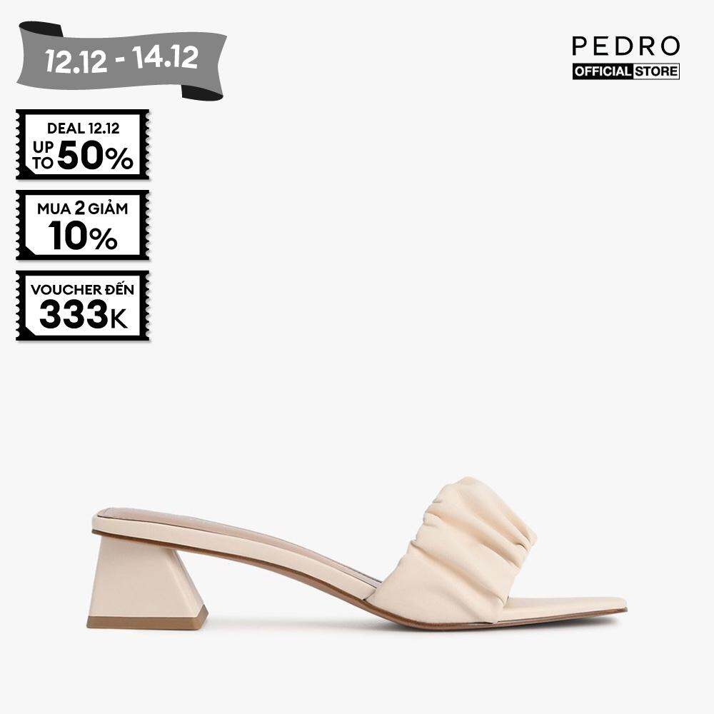 PEDRO - Giày mules cao gót nữ quai ngang hở mũi Ruched PW1-26480061-05