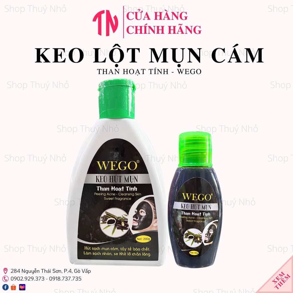 Keo lột mụn cám than hoạt tính Wego 60gram & 200gram hỗ trợ lấy mụn cám hiệu quả