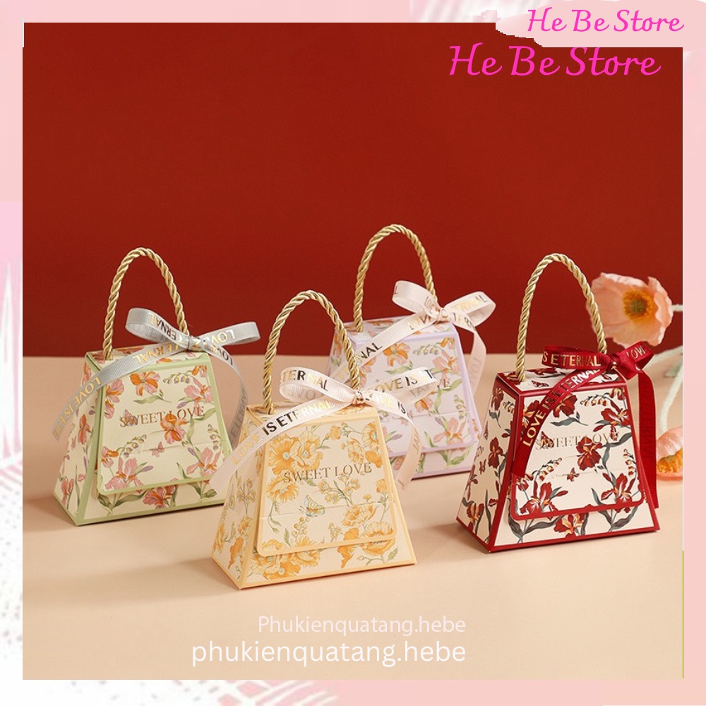 Hộp Đựng Quà Tặng  Kèm Ruy Băng Có Tay Cầm Pastel phong cách Hàn Quốc  [2 kích thước] - Mẫu mới 2023