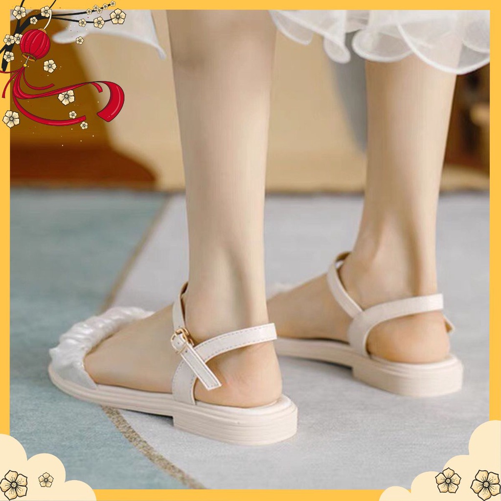 Giày Nữ Sandal Mã HGS63 BIG SIZE 35-43 Cao 2P Phối Nhún Xinh Xắn