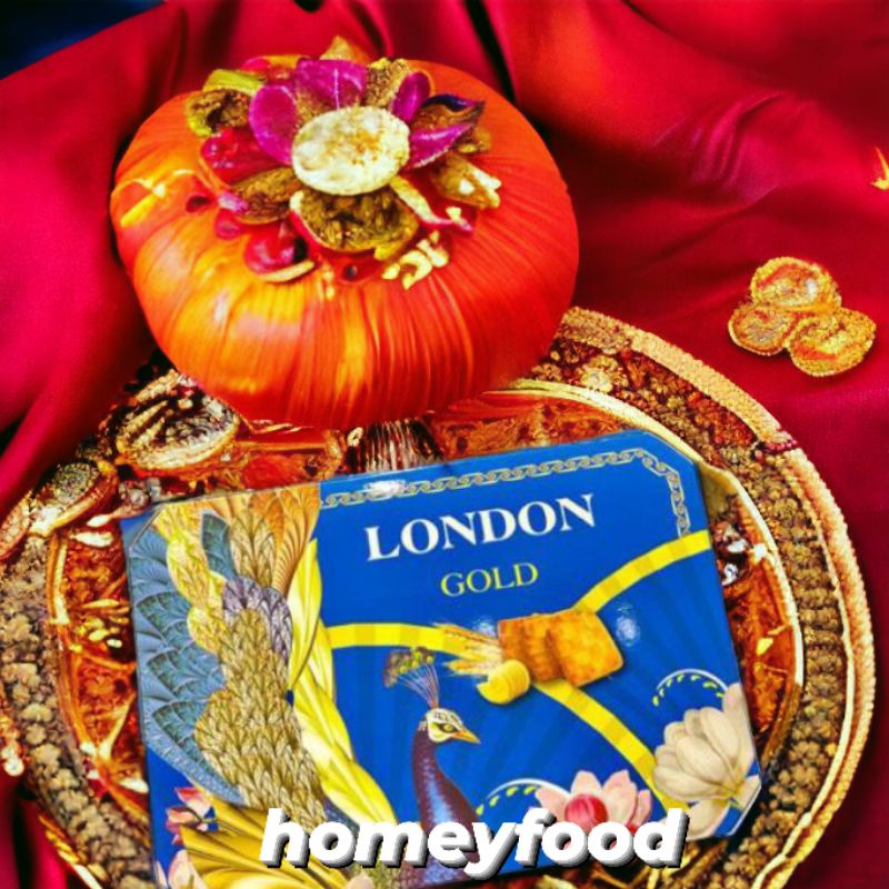Bánh Quy London Peacock - Bánh Công Chống Lưng set quà tết - 3 màu lên set giỏ quà tết đẹp