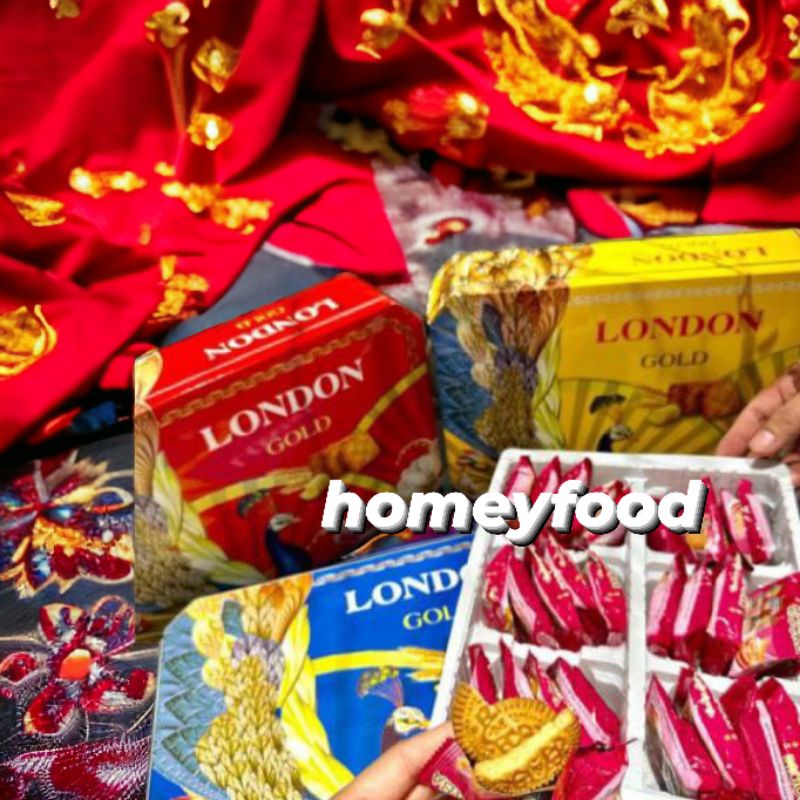 Bánh Quy London Peacock - Bánh Công Chống Lưng set quà tết - 3 màu lên set giỏ quà tết đẹp