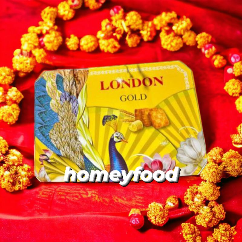 Bánh Quy London Peacock - Bánh Công Chống Lưng set quà tết - 3 màu lên set giỏ quà tết đẹp