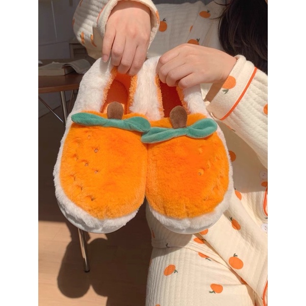 HÀNG LOẠI 1 Dép bông, dép đi trong nhà quả cam dễ thương