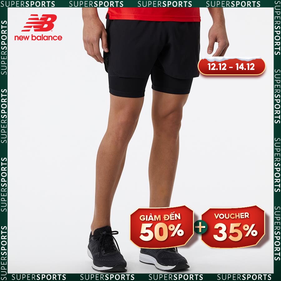 Quần ngắn thể thao nam New Balance APP RUNNING SHORTS M BLACK - MS23282BK