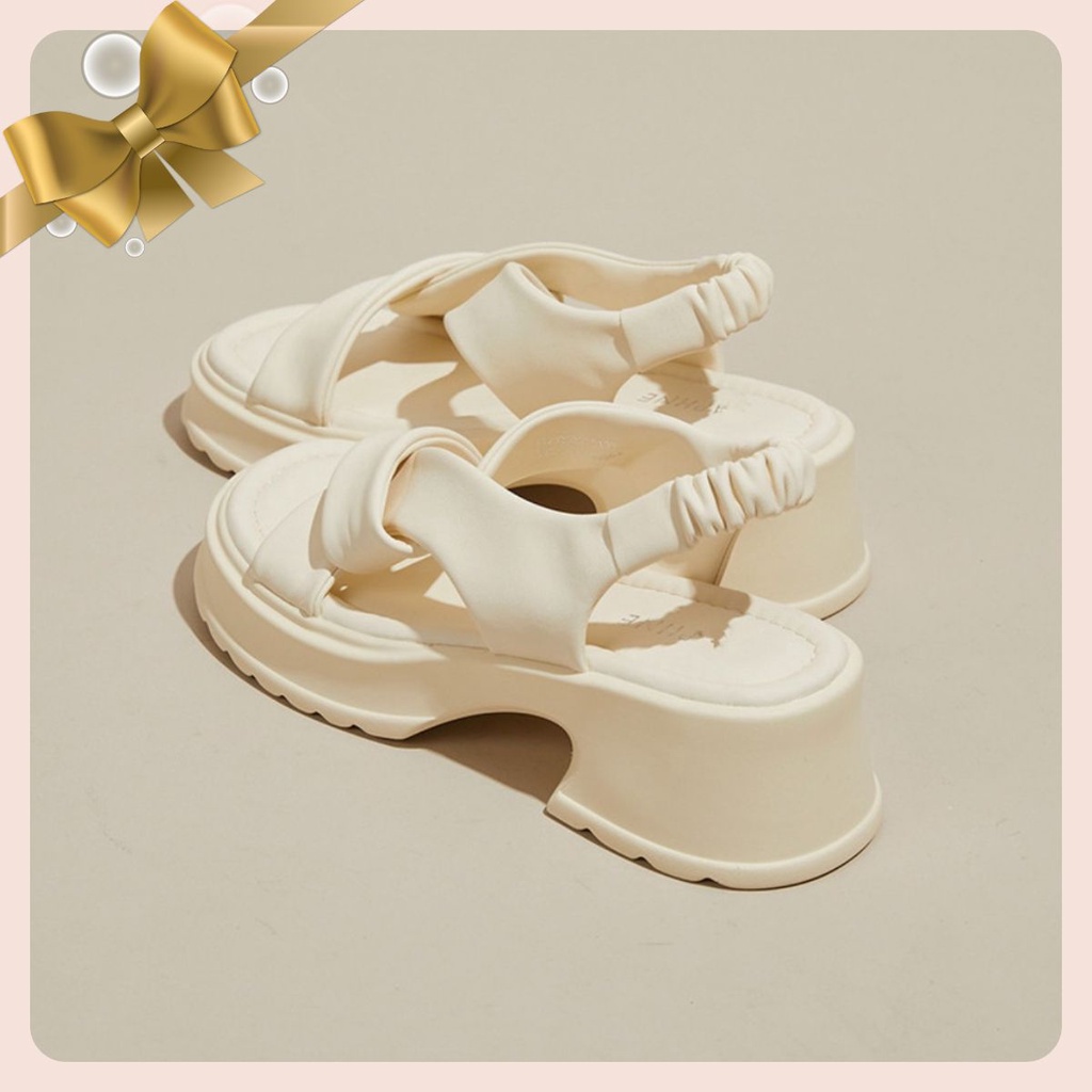 GIÀY SANDAL NỮ TLS91, CAO 3P CÓ 2 MÀU ĐEN VÀ TRẮNG, PHÙ HỢP ĐI CHƠI CHO CÁC BẠN NỮ