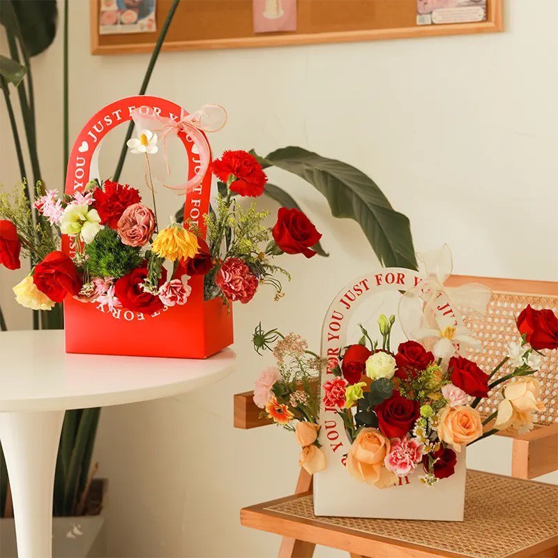 Hộp cắm hoa nghệ thuật Just for you - Giỏ cắm hoa xinh xắn nhiều màu HeBe - (Loại cứng dày)Daisy Sto