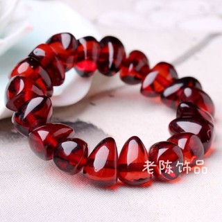 Vòng tay đá hổ phách tự nhiên 12.7 "màu đỏ / hổ phách thời trang cho nam và nữ