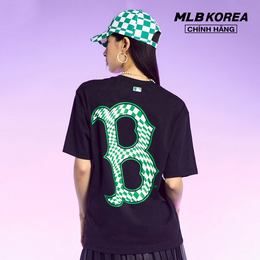 MLB - Áo thun unisex cổ tròn tay ngắn Checkerboard Clipping Logo Overfit 3ATSO0233-43BKS