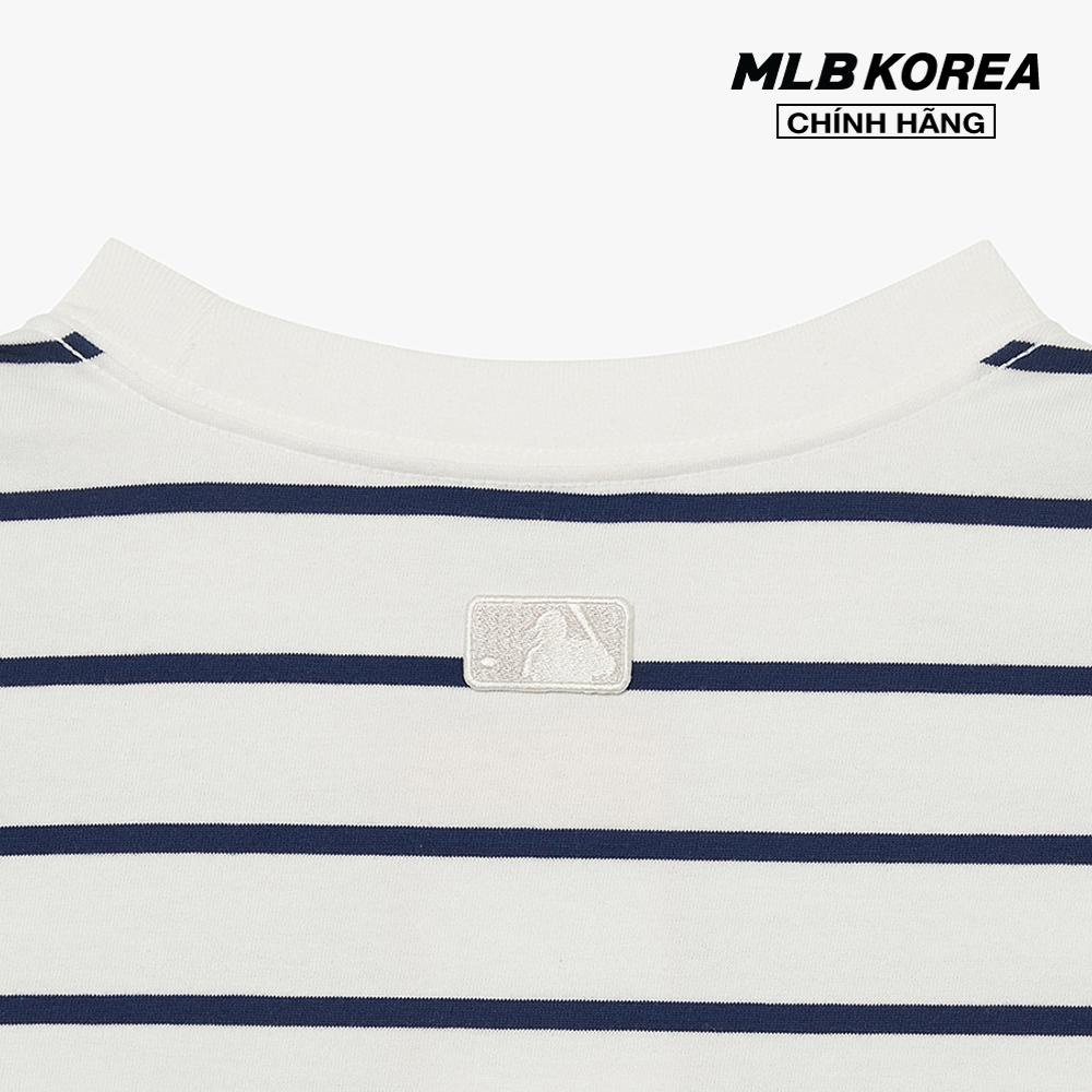 MLB - Áo thun unisex cổ tròn tay ngắn kẻ sọc ngang trẻ trung 3ATSB3033-07IVS