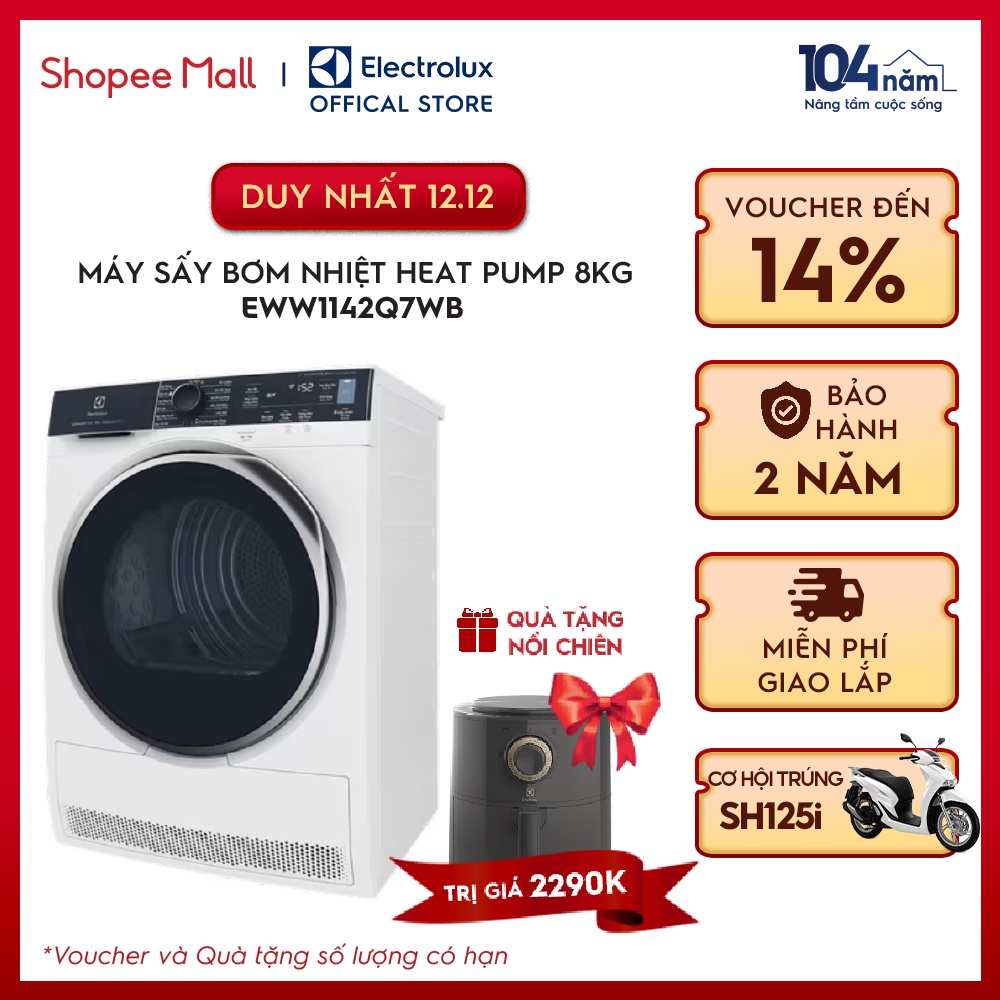 Máy sấy bơm nhiệt Electrolux Heat Pump 8kg UltimateCare 700 EDH803Q7WB
