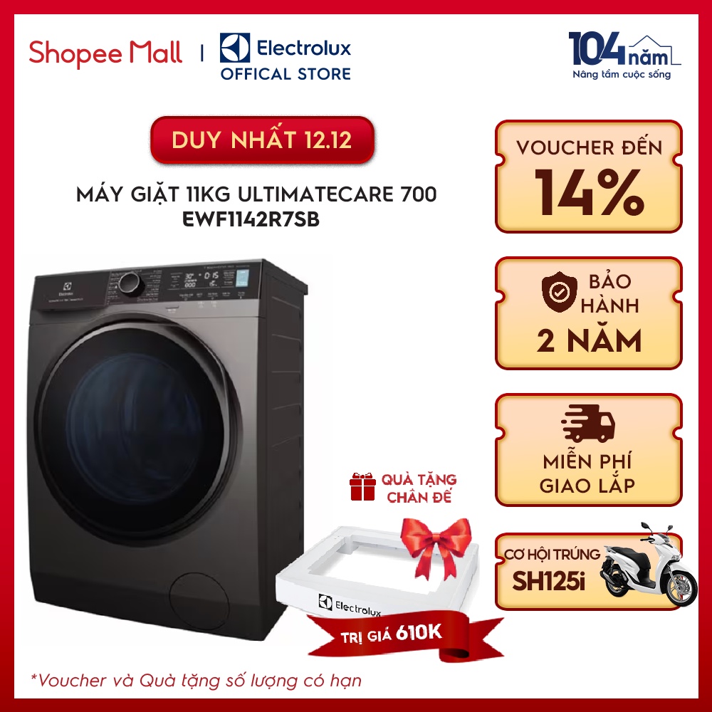 Máy giặt cửa trước Electrolux 11kg UltimateCare 700 - EWF1142R7SB - Dệt khuẩn 99.9%