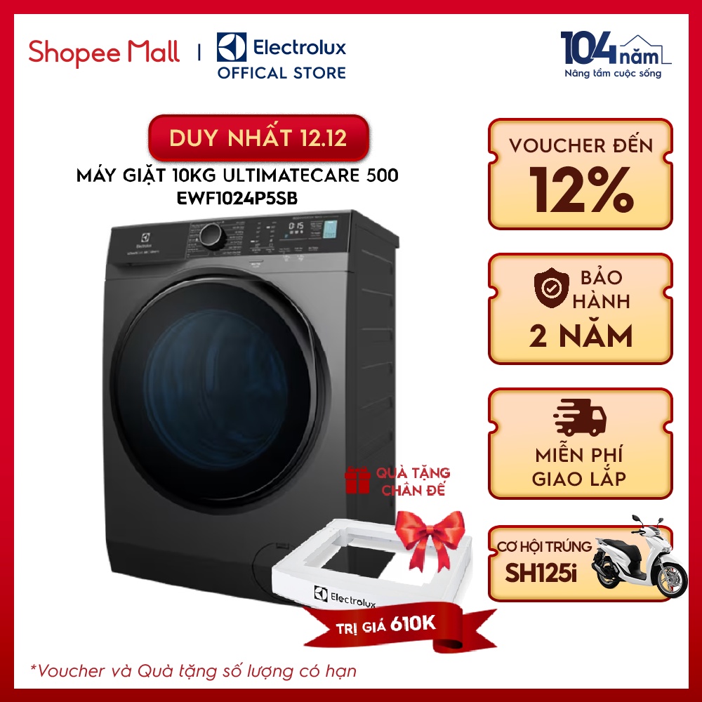 Máy Giặt Cửa Trước Electrolux 10kg UltimateCare 500-EWF1024P5SB - Diệt 99.9% vi khuẩn