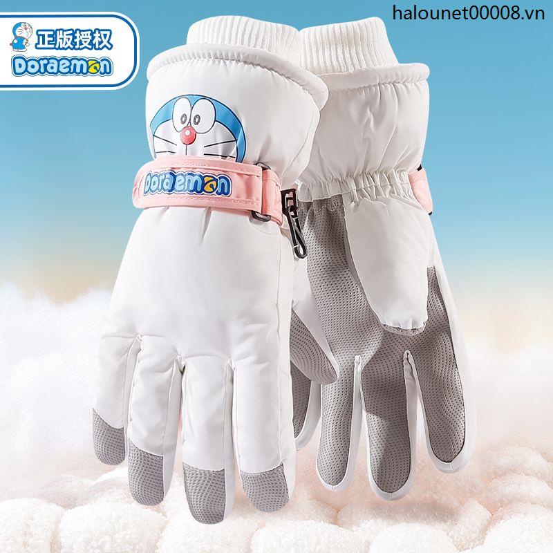 Doraemon Găng Tay Lái Xe Vải Lông Cừu Dày Dặn Chống Gió Giữ Ấm Có Thể Chạm Màn Hình Cảm Ứng Dành Cho Nữ