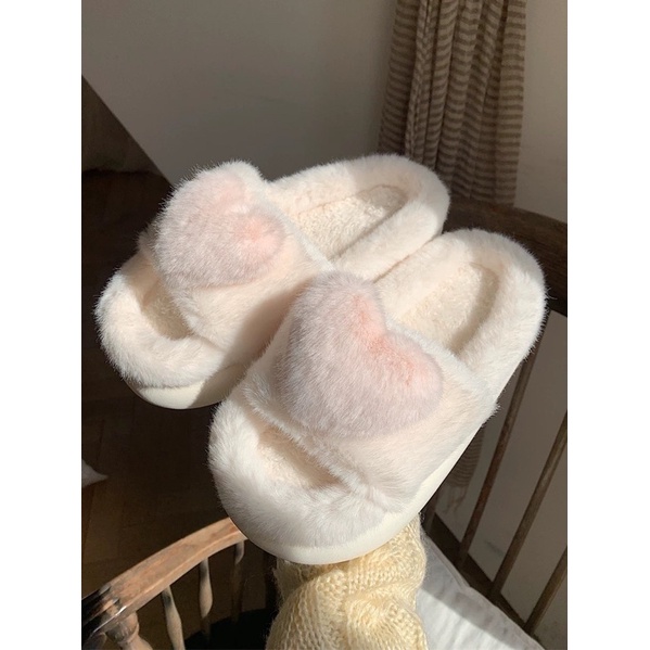 HÀNG LOẠI 1 Dép bông, dép đi trong nhà hình trái tim dễ thương