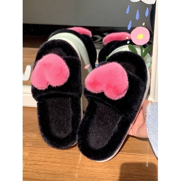 HÀNG LOẠI 1 Dép bông, dép đi trong nhà hình trái tim dễ thương