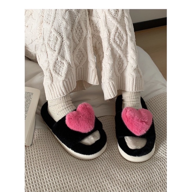 HÀNG LOẠI 1 Dép bông, dép đi trong nhà hình trái tim dễ thương