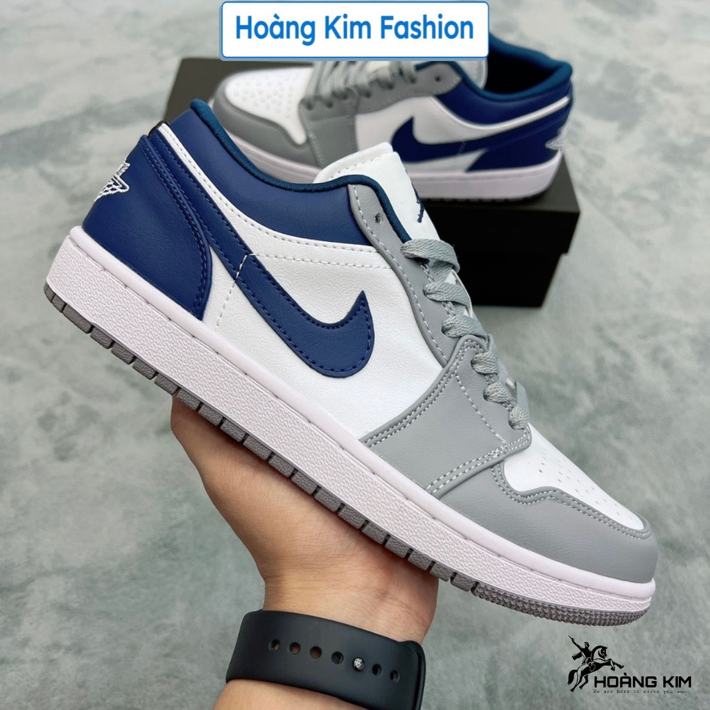 Giày Jordan Gót Xanh, Jordan 1 cổ thấp nam nữ, Giày JD air xám xanh bản đẹp dễ phối đồ. Hoàng Kim Fashion