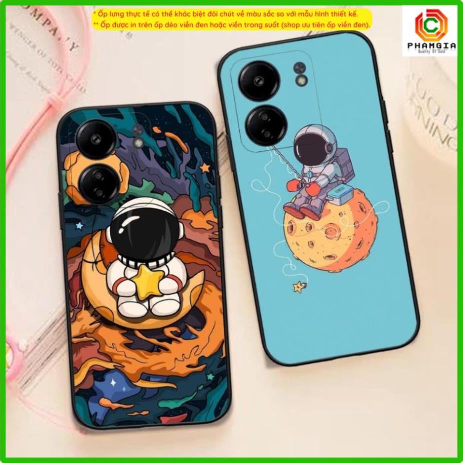 Ốp lưng Xiaomi Redmi 13C / Poco C65 dẻo đen bảo vệ cam in hình phi hành gia, vũ trụ hot trend nhiều mẫu đẹp mới