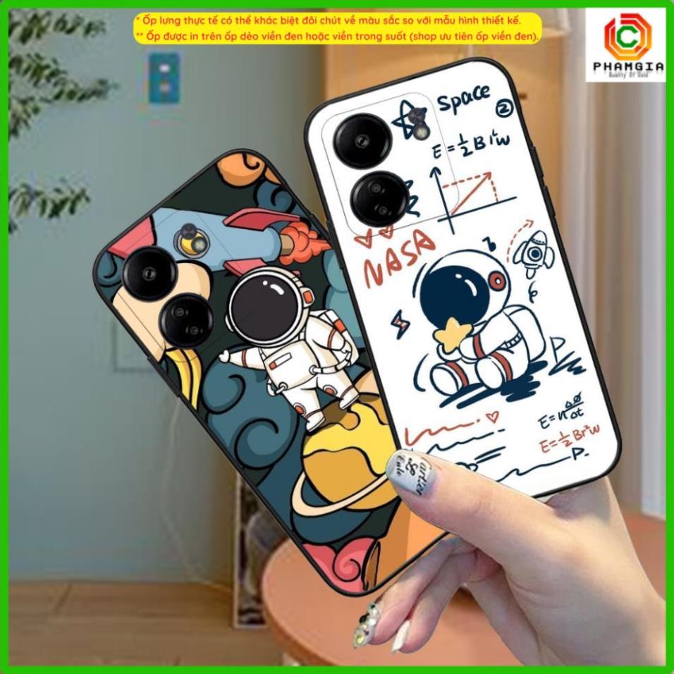 Ốp lưng Xiaomi Redmi 13C / Poco C65 dẻo đen bảo vệ cam in hình phi hành gia, vũ trụ hot trend nhiều mẫu đẹp mới