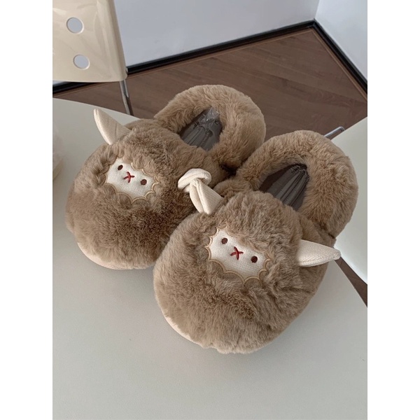 HÀNG LOẠI 1 Dép bông, dép đi trong nhà siêu dày hình cừu dễ thương