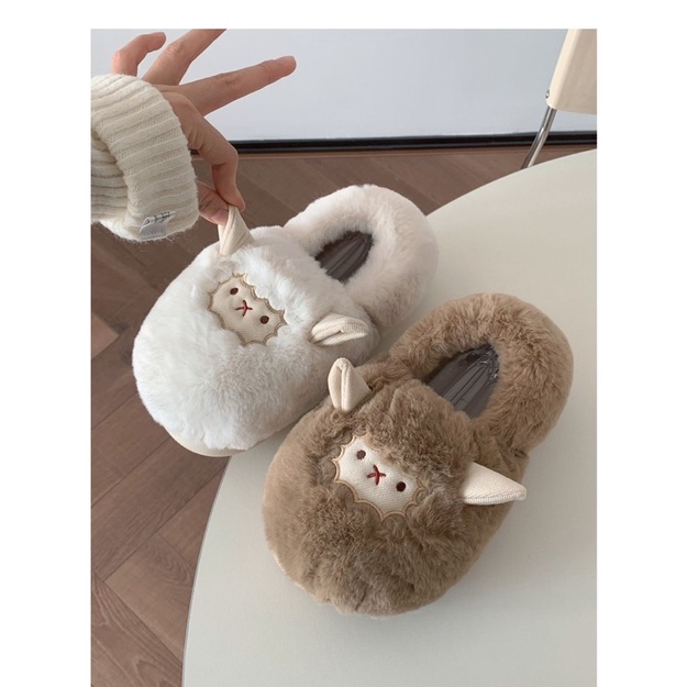 HÀNG LOẠI 1 Dép bông, dép đi trong nhà siêu dày hình cừu dễ thương