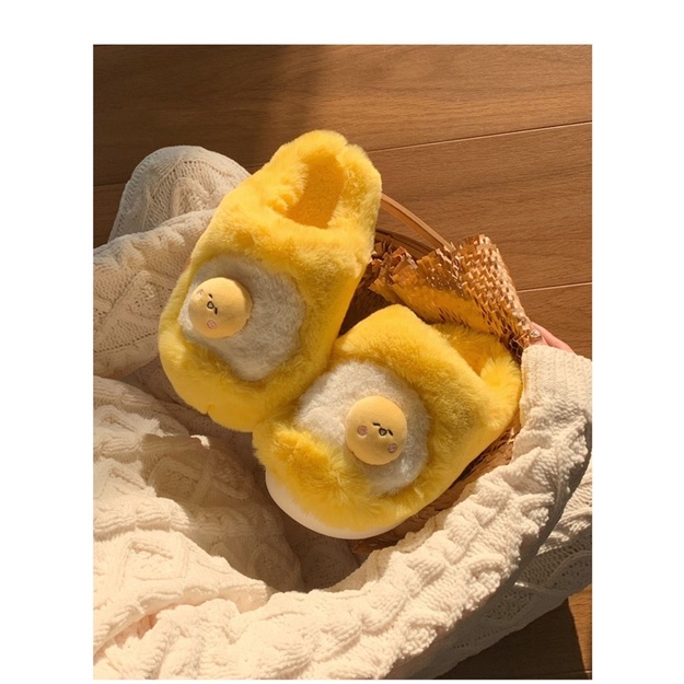 HÀNG LOẠI 1 Dép bông, dép đi trong nhà hình trứng vàng siêu dễ thương