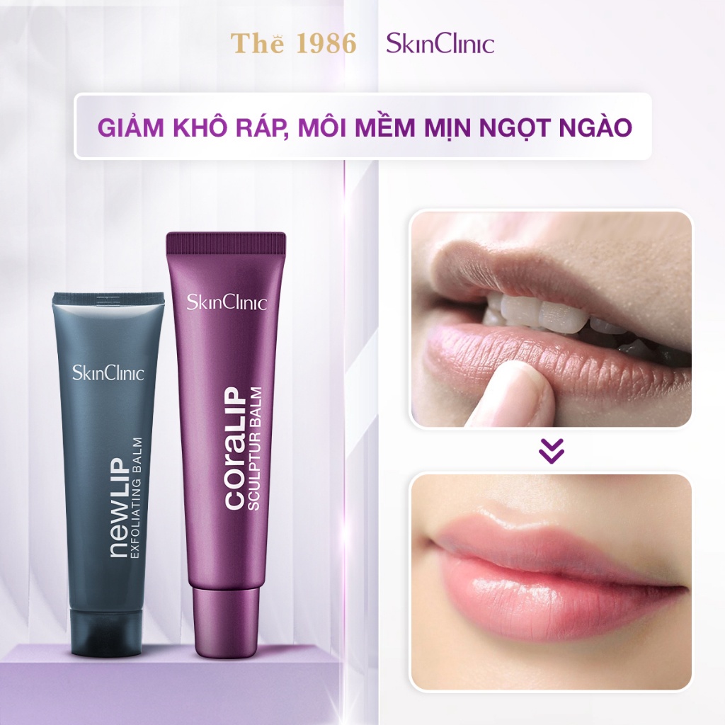 Combo Dưỡng Môi Và Tẩy Tế Bào Chết Môi Skinclinic Pack Coralip 15Ml + New Lip 15Ml