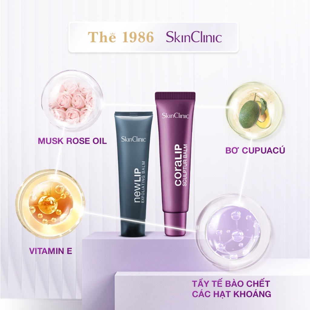 Combo Dưỡng Môi Và Tẩy Tế Bào Chết Môi Skinclinic Pack Coralip 15Ml + New Lip 15Ml