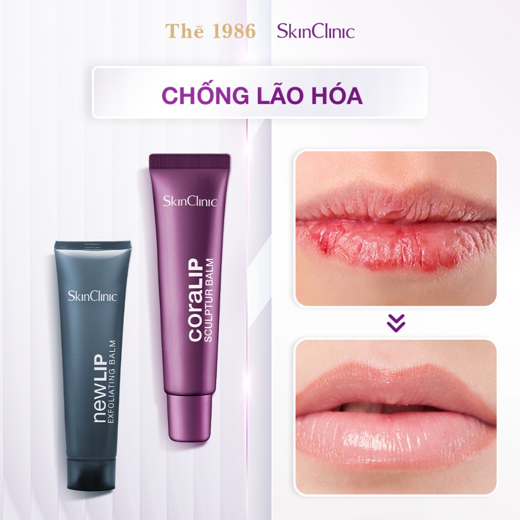 Combo Dưỡng Môi Và Tẩy Tế Bào Chết Môi Skinclinic Pack Coralip 15Ml + New Lip 15Ml