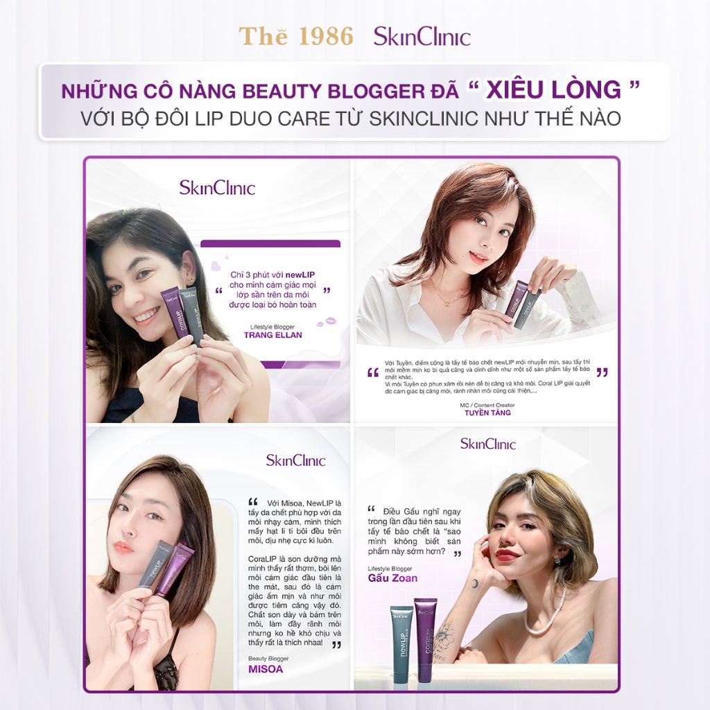 Combo Dưỡng Môi Và Tẩy Tế Bào Chết Môi Skinclinic Pack Coralip 15Ml + New Lip 15Ml