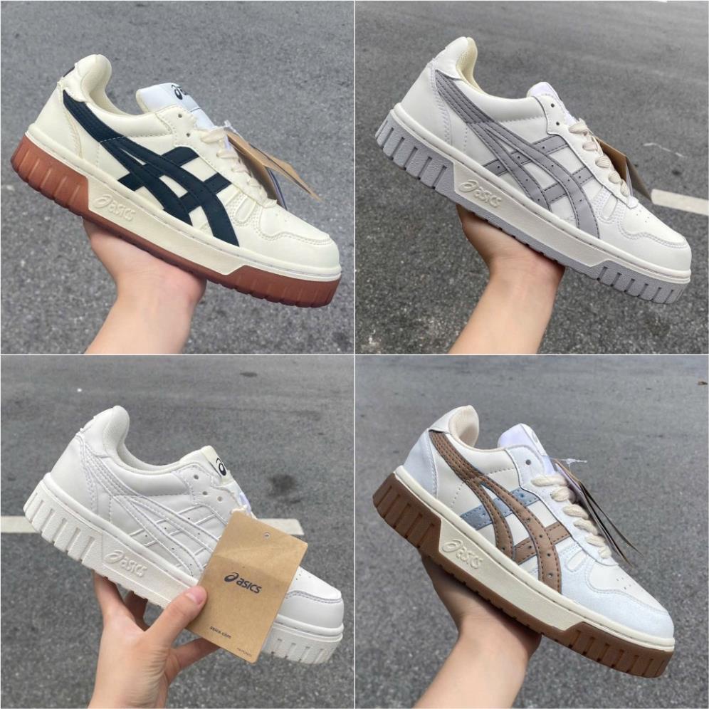 Giày Asics Court MZ Cream Black Gum Nam Nữ, Giày Thể Thao Sneaker Asic Basic White Cream And Black Full màu-Full box $