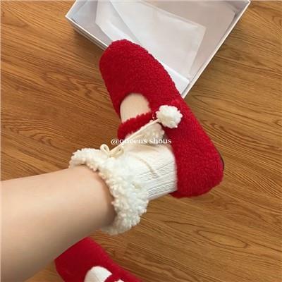 Giày Búp Bê mary jane furry Mẫu Mới 2023 Phong Cách Hàn Quốc Thời Trang Thu Đông Cho Nữ