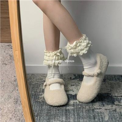 Giày Búp Bê mary jane furry Mẫu Mới 2023 Phong Cách Hàn Quốc Thời Trang Thu Đông Cho Nữ