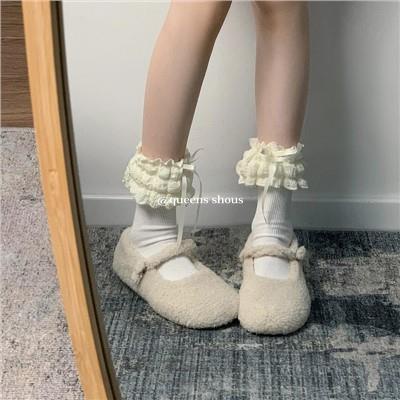 Giày Búp Bê mary jane furry Mẫu Mới 2023 Phong Cách Hàn Quốc Thời Trang Thu Đông Cho Nữ