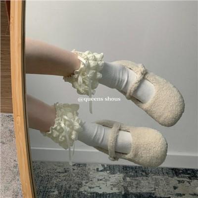 Giày Búp Bê mary jane furry Mẫu Mới 2023 Phong Cách Hàn Quốc Thời Trang Thu Đông Cho Nữ
