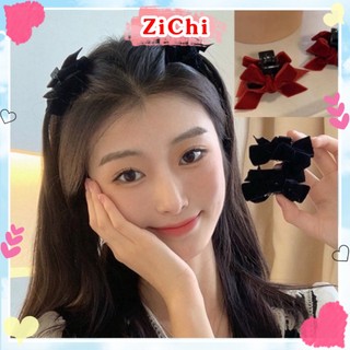 Kẹp tóc càng cua đính nơ nhung dễ thương, kẹp mái nhung sang chảnh dành cho nữ Zichi NN02