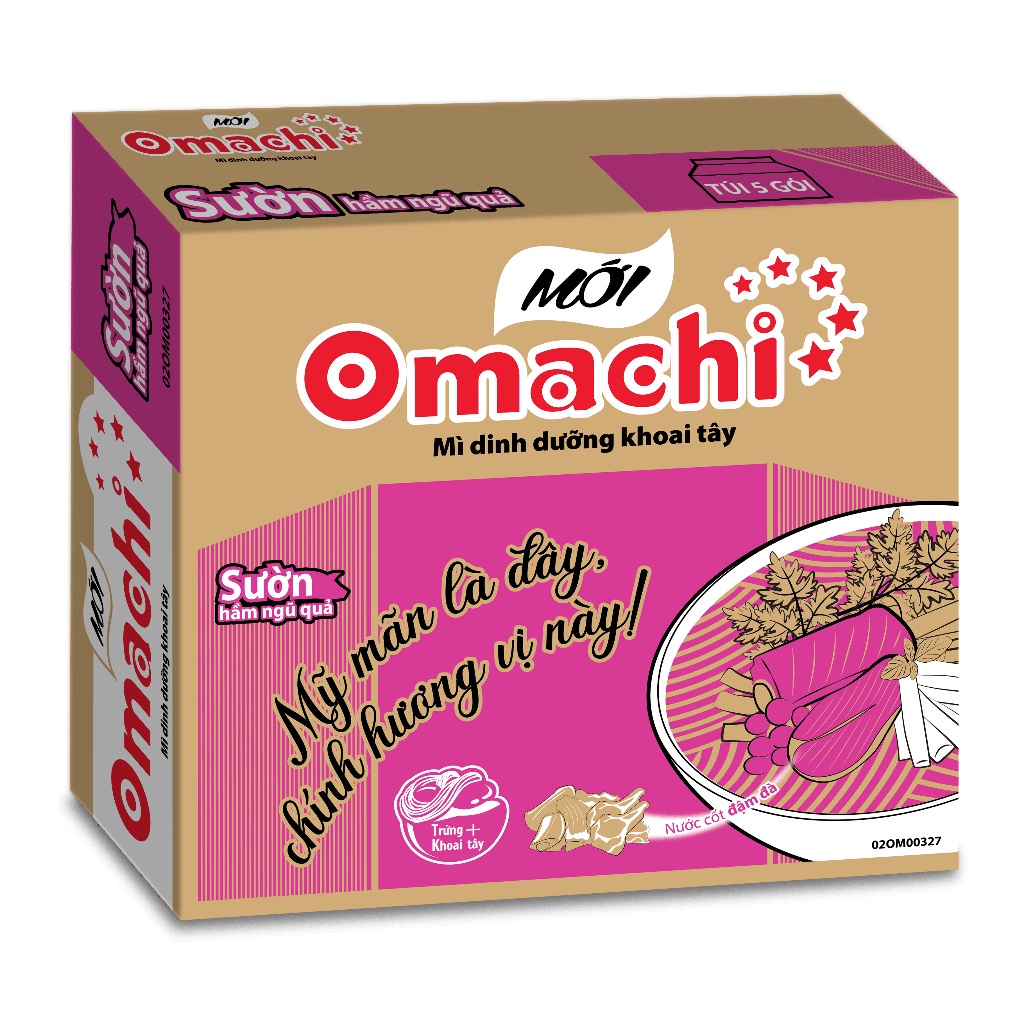 Mì Omachi Sườn Hầm Ngũ Quả Gói - Thùng 30 Gói x 80g