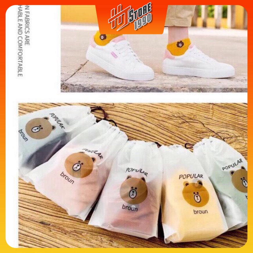 Sét 10 Đôi Tất Gấu Kèm Túi Rút Broun - Ht.store1990