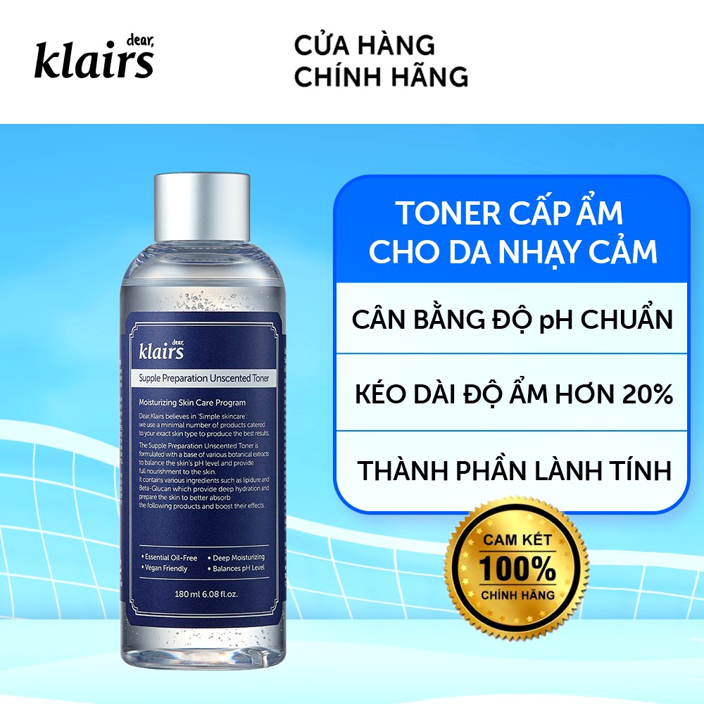 Toner Klairs 180ML không mùi dưỡng ẩm và làm mềm da chính hãng.......