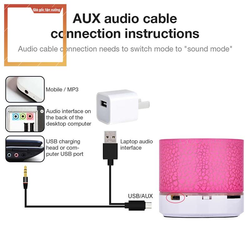 r77 Loa bluetooth mini di động cầm tay,Loa bluetooth mini có đèn LED hỗ trợ USB/FM/AUX/thẻ nhớ TF- Tặng Kèm Dây Sạc