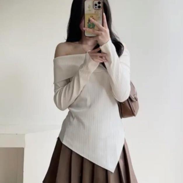 Áo trễ vai dài tay vạt chéo thiết kế điệu đà phong cách nàng thơ sexy quyến rũ A07 Casta_shop