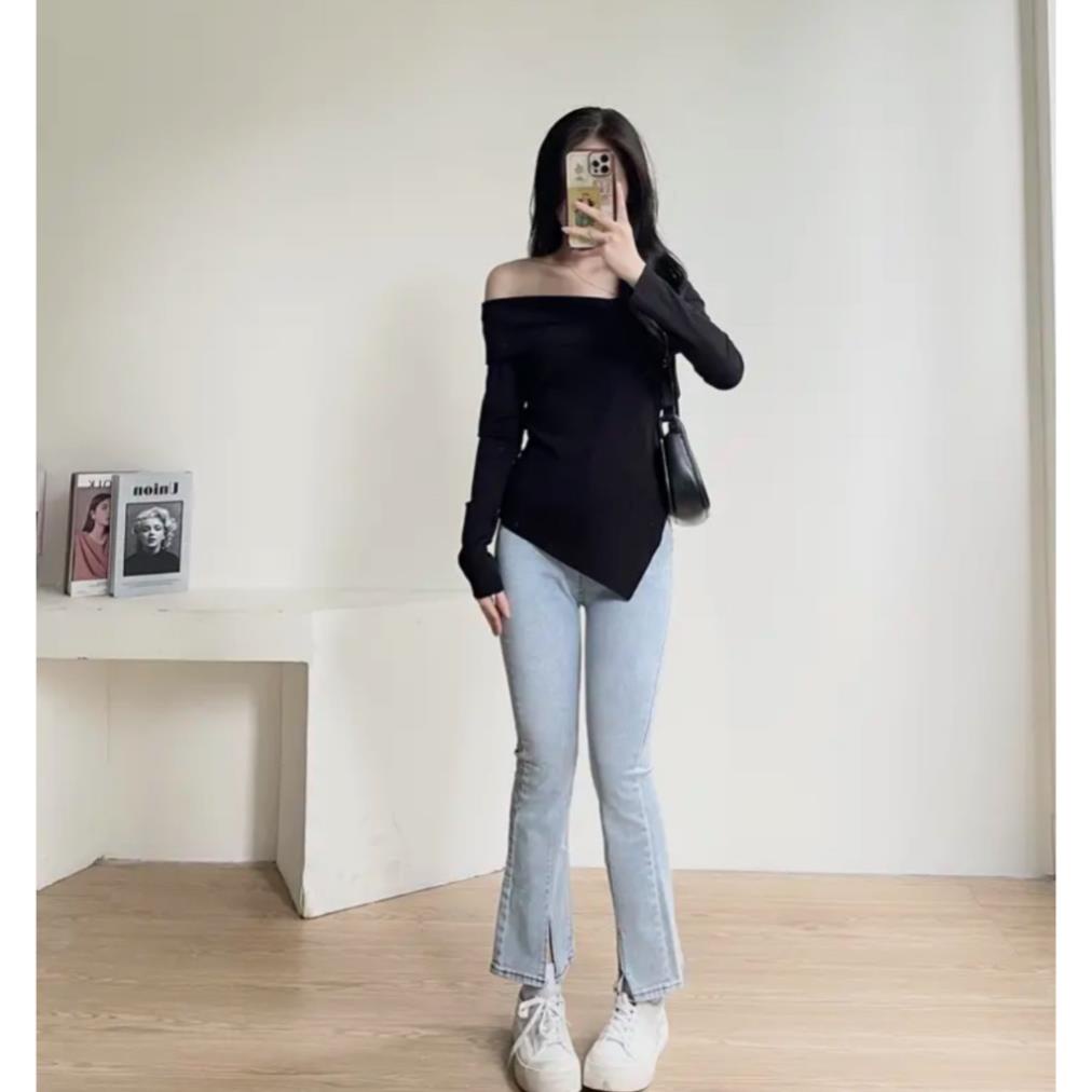 Áo trễ vai dài tay vạt chéo thiết kế điệu đà phong cách nàng thơ sexy quyến rũ A07 Casta_shop
