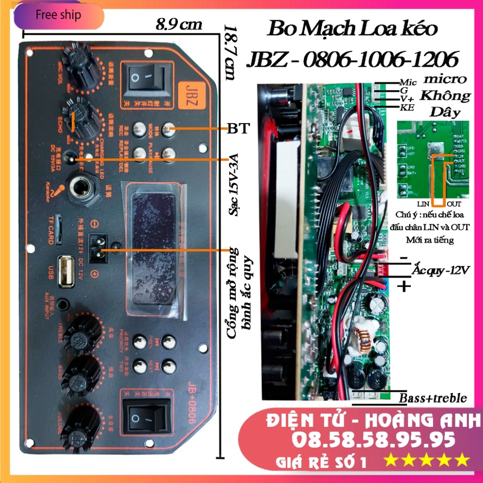Bo mạch loa keo JBZ 0806 - 1006 - 1206 - 106-107-108-109 hàng chính hãng jbz ZL- 08.58.58.95.95. .