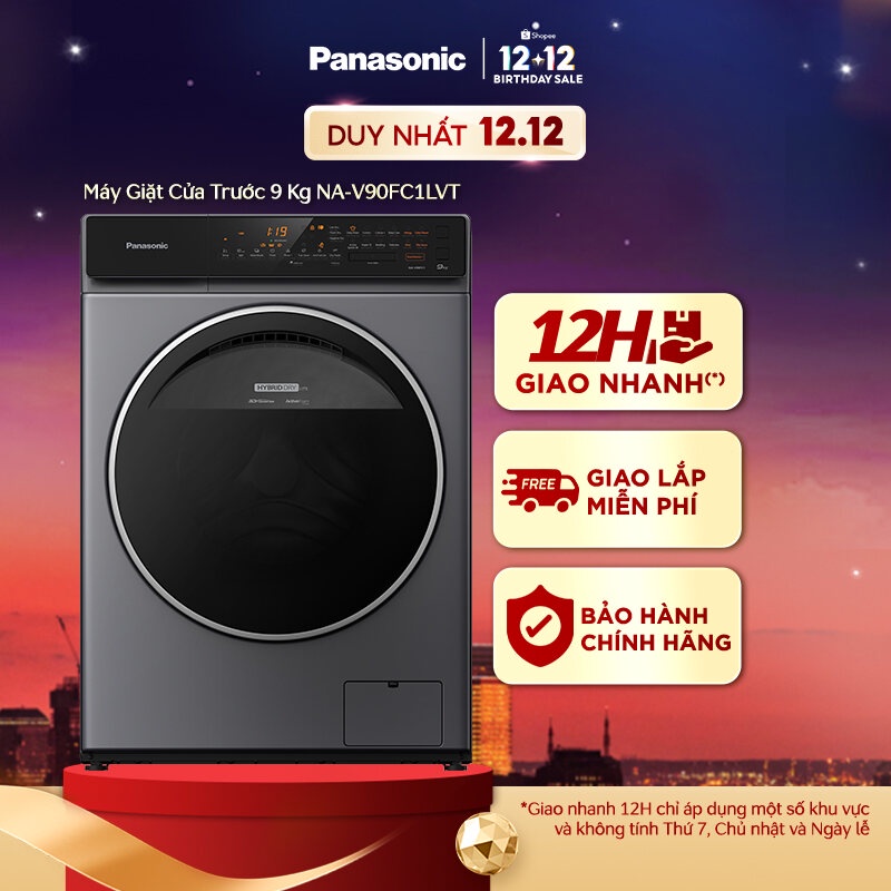 Máy Giặt Cửa Trước Panasonic 9 Kg NA-V90FC1LVT - Diệt khuẩn 99.99% (Xám)