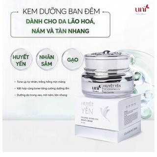 (Tặng yến ngày 5g) Kem face đêm huyết yến size lớn 30g Uni Beautiful