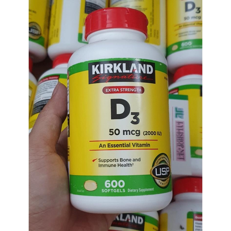 Vitamin D3 2000 IU Kirkland 600 viên từ mỹ ( Hàng nội địa Mỹ đủ bill) hấp thụ canxi giúp xương chắc khỏe ..