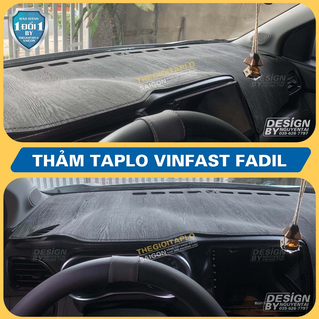 (Vinfast Fadil) Thảm taplo chống nắng ô tô da vân gỗ,tuyết nhung,cacbon,da pu,da lộn chuẩn form sang trọng